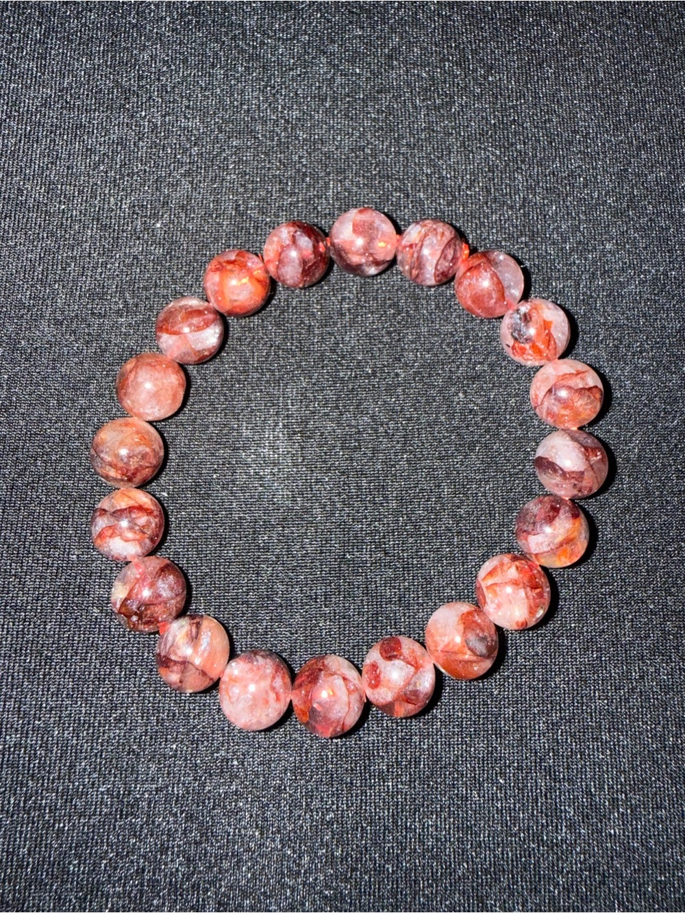 Authentic fire quartz crystal round stretch bracelet